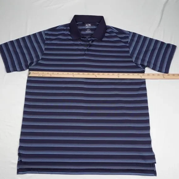 Adidas Climalite Golf Polo Shirt Men's Large Blue Pullover Striped Short Sleeves - Picture 5 of 7